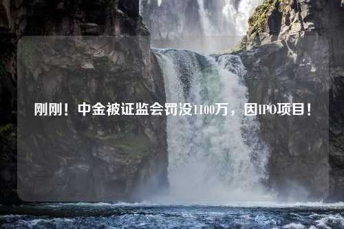 刚刚！中金被证监会罚没1100万，因IPO项目！