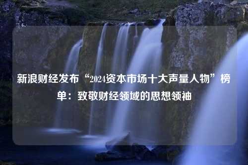 新浪财经发布“2024资本市场十大声量人物”榜单：致敬财经领域的思想领袖