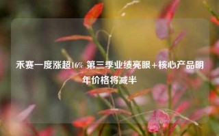 禾赛一度涨超16% 第三季业绩亮眼+核心产品明年价格将减半