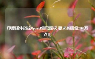 印度媒体指控OpenAI侵犯版权 要求其赔偿2000万卢比