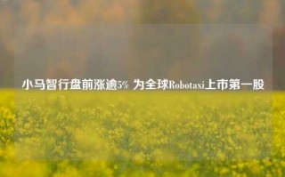 小马智行盘前涨逾5% 为全球Robotaxi上市第一股