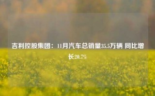 吉利控股集团：11月汽车总销量35.5万辆 同比增长20.7%