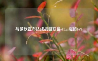 与微软宣布达成战略联盟 C3.ai涨超16%