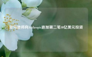 亚马逊将向Anthropic追加第二笔40亿美元投资