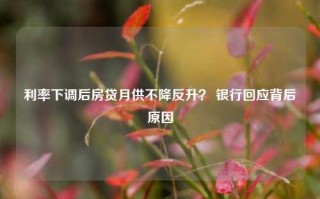 利率下调后房贷月供不降反升？ 银行回应背后原因