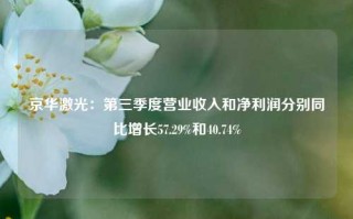 京华激光：第三季度营业收入和净利润分别同比增长57.29%和40.74%