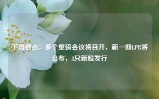 下周看点：多个重磅会议将召开，新一期LPR将公布，3只新股发行