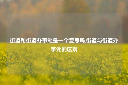 街道和街道办事处是一个意思吗,街道与街道办事处的区别-第1张图片-中共霸州城区办事处-何庄社区