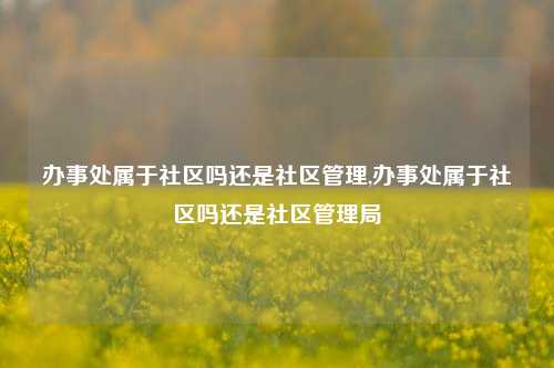 办事处属于社区吗还是社区管理,办事处属于社区吗还是社区管理局-第1张图片-中共霸州城区办事处-何庄社区