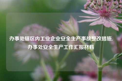 办事处辖区内工业企业安全生产事故整改措施,办事处安全生产工作汇报材料-第1张图片-中共霸州城区办事处-何庄社区