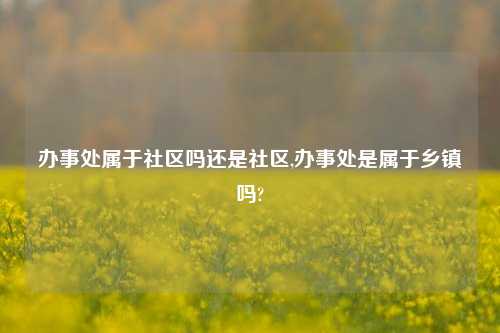 办事处属于社区吗还是社区,办事处是属于乡镇吗?-第1张图片-中共霸州城区办事处-何庄社区