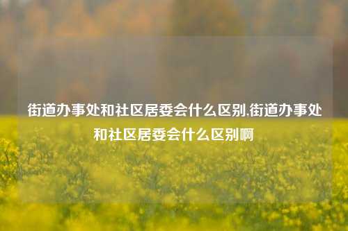 街道办事处和社区居委会什么区别,街道办事处和社区居委会什么区别啊-第1张图片-中共霸州城区办事处-何庄社区