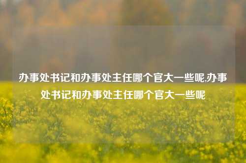 办事处书记和办事处主任哪个官大一些呢,办事处书记和办事处主任哪个官大一些呢-第1张图片-中共霸州城区办事处-何庄社区