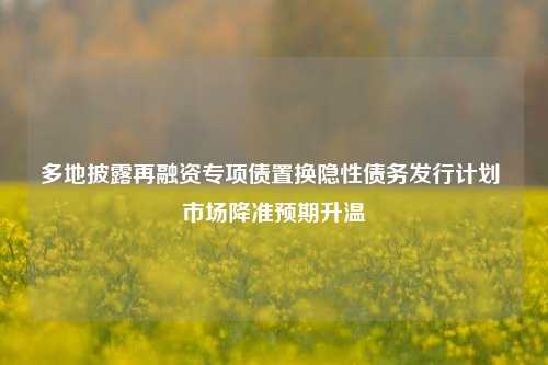 多地披露再融资专项债置换隐性债务发行计划 市场降准预期升温-第1张图片-中共霸州城区办事处-何庄社区