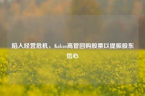 陷入经营危机，Kakao高管回购股票以提振股东信心-第1张图片-中共霸州城区办事处-何庄社区