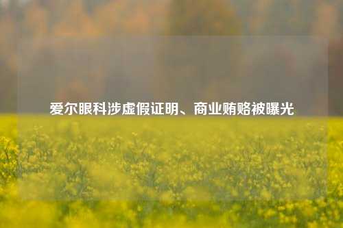 爱尔眼科涉虚假证明、商业贿赂被曝光-第1张图片-中共霸州城区办事处-何庄社区