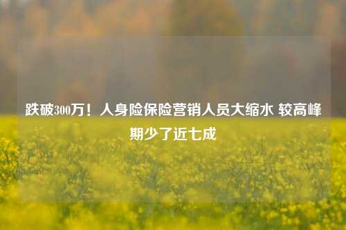 跌破300万！人身险保险营销人员大缩水 较高峰期少了近七成-第1张图片-中共霸州城区办事处-何庄社区