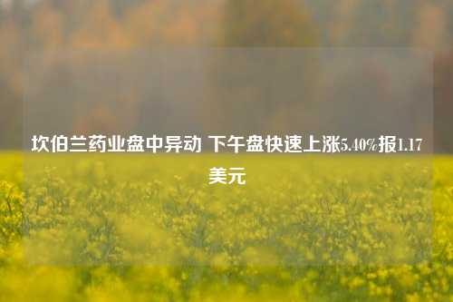 坎伯兰药业盘中异动 下午盘快速上涨5.40%报1.17美元-第1张图片-中共霸州城区办事处-何庄社区