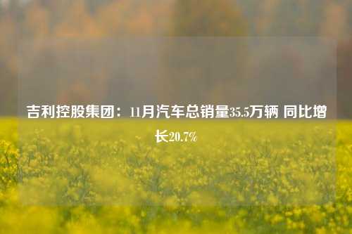 吉利控股集团：11月汽车总销量35.5万辆 同比增长20.7%-第1张图片-中共霸州城区办事处-何庄社区